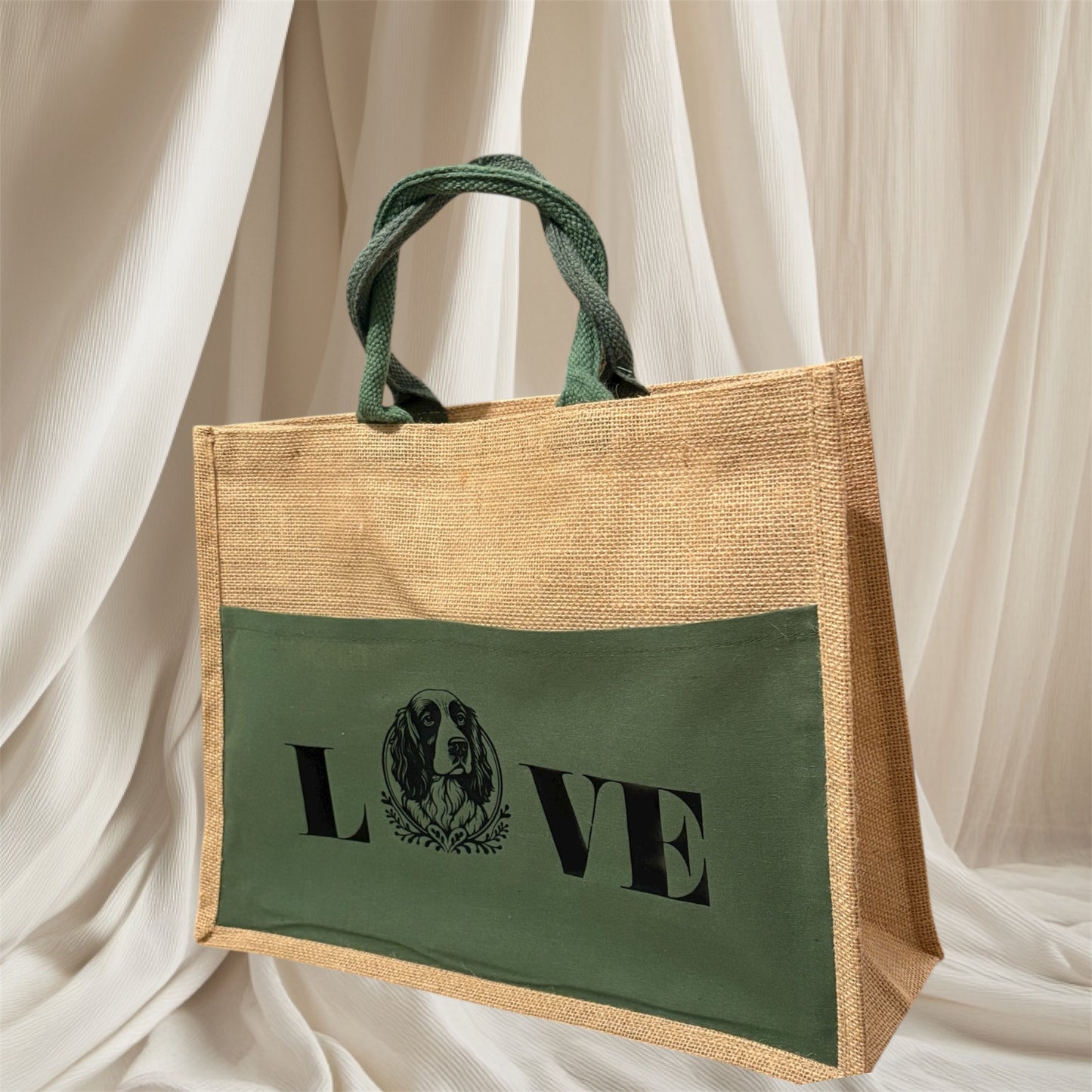 Sac cabas avec poche verte - Cocker