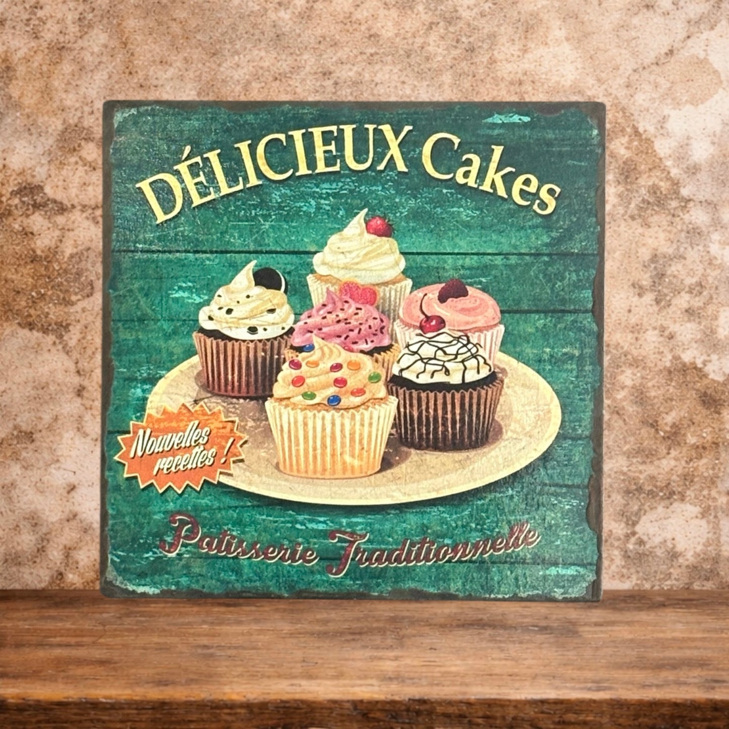 Plaque émaillée : Cupcakes de la pâtisserie traditionnelle
