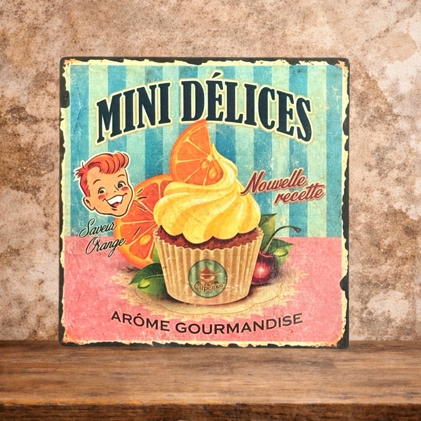 Plaque émaillée : Mini Délices : saveur orange
