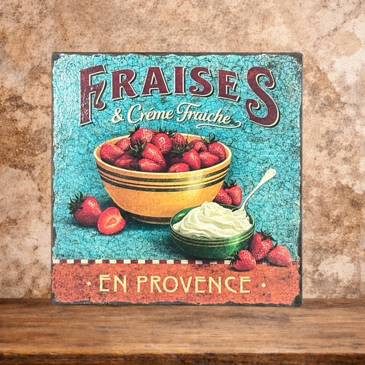 Plaque émaillée - Fraises