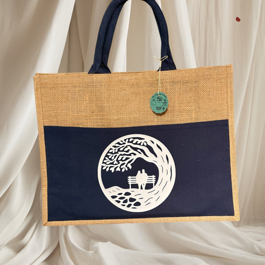 Sac cabas avec poche marine - Le banc des amoureux