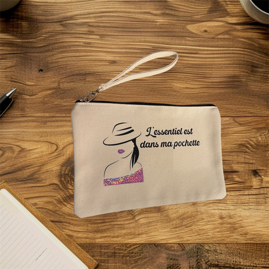 Pochette - l'essentiel est dans ma pochette (Rose pailleté)