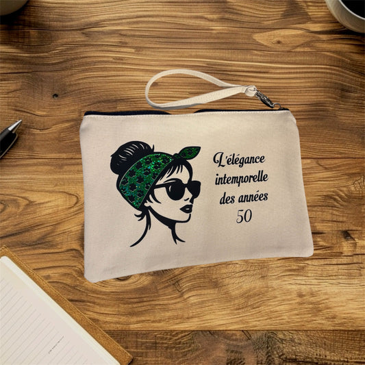 Pochette - L'élégance intemporelle des années 50 - (vert pailleté)