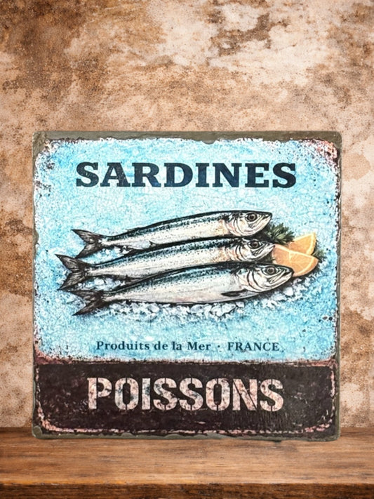 Plaque émaillée  : Les sardines