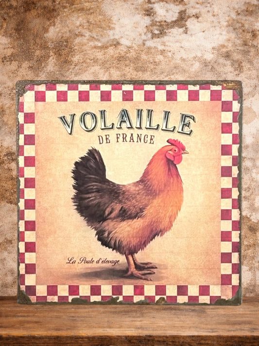 Plaque émaillée  : La poule d'élevage