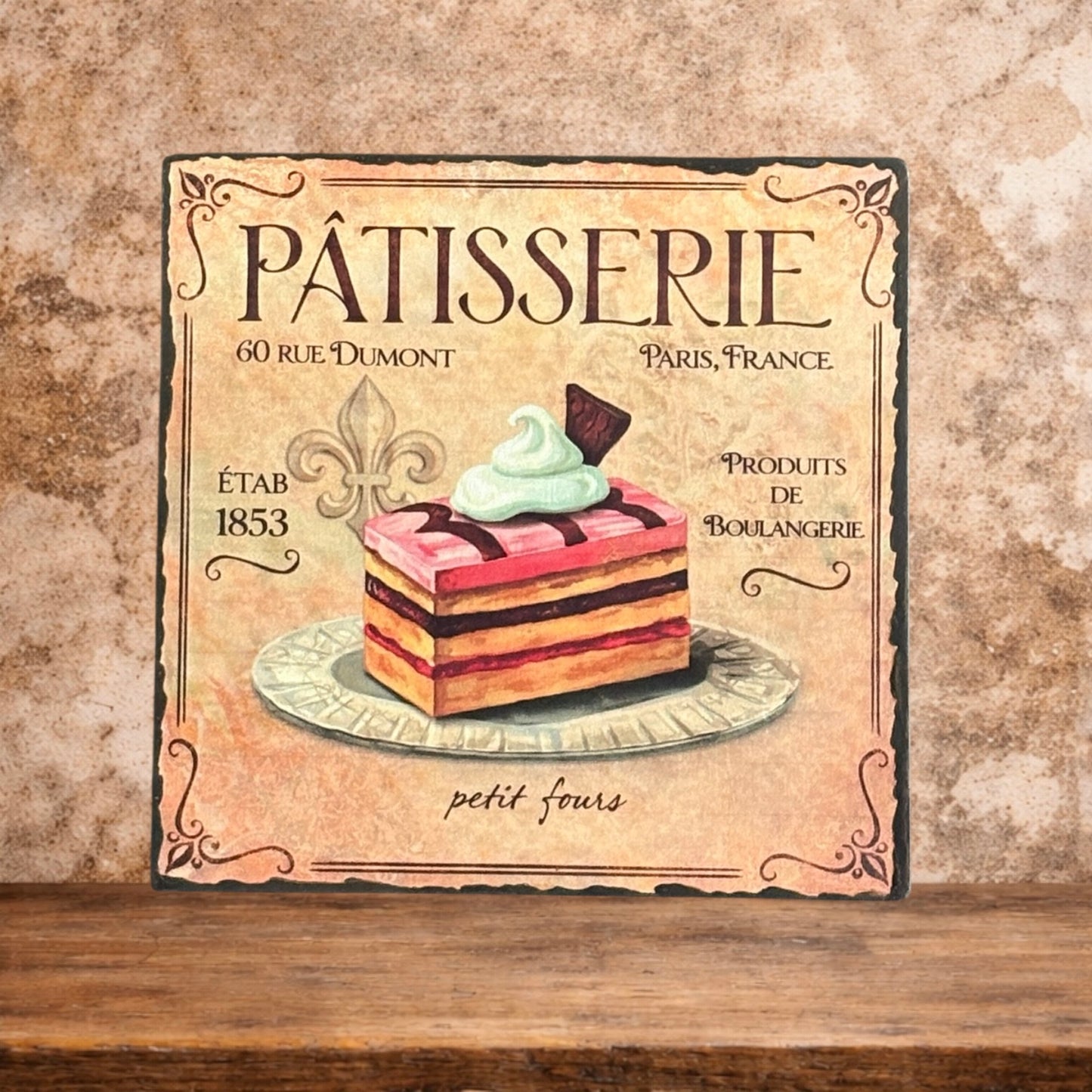 Plaque émaillée : Pâtisserie parisienne délicate