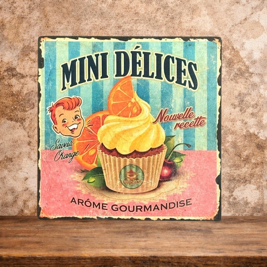 Plaque émaillée : Mini Délices : saveur orange