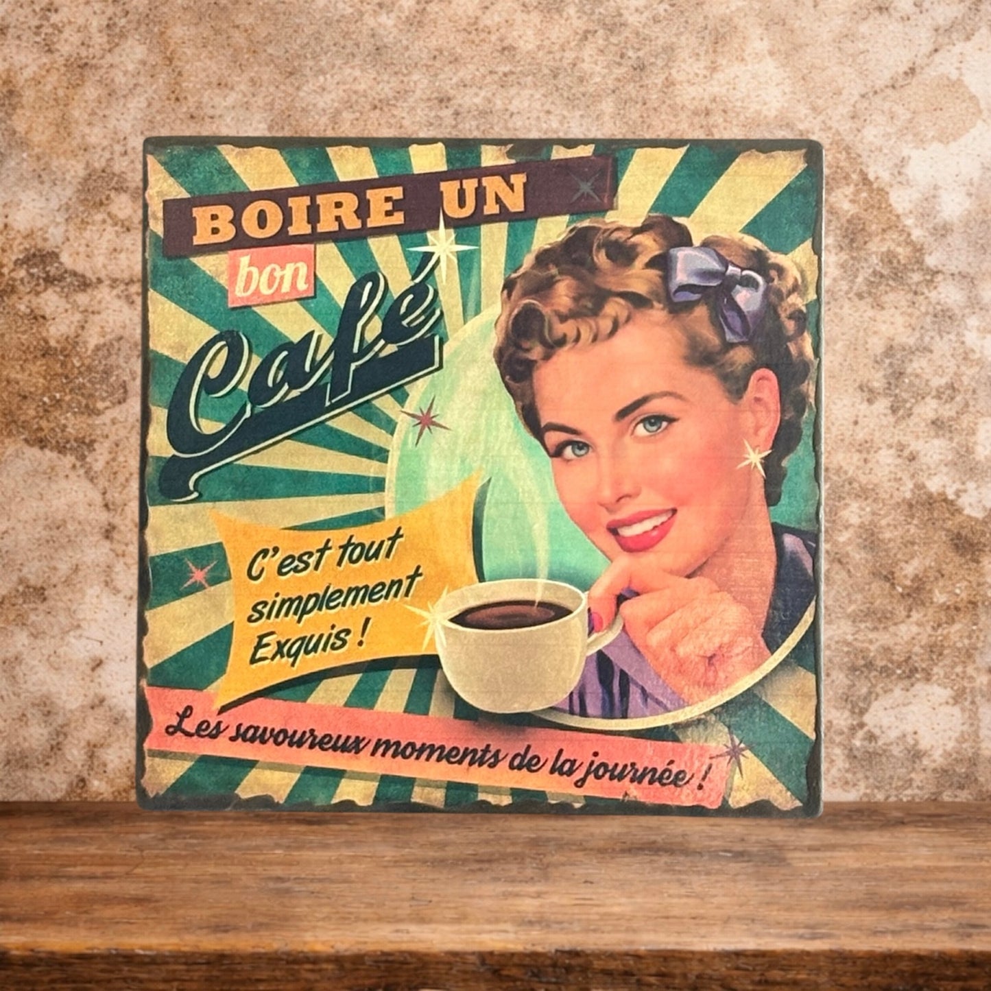 Plaque émaillée  : Publicité rétro de café délicieux